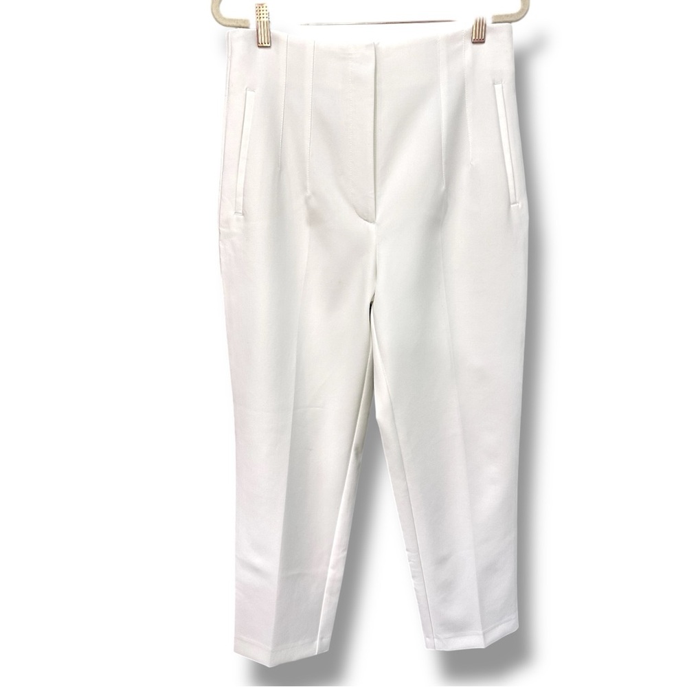 NWT Zara White Straight-Leg Tailored Pants. Size Large